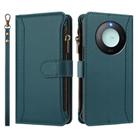 For Honor X9c Smart 5G Global Magnetic Closure 9 Card Slots Zipper Leather Case with Hand Strap(Dark Green) - 2
