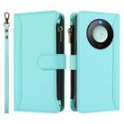 For Honor X9c Smart 5G Global Magnetic Closure 9 Card Slots Zipper Leather Case with Hand Strap(Mint Green) - 2