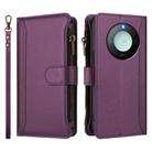 For Honor X9c Smart 5G Global Magnetic Closure 9 Card Slots Zipper Leather Case with Hand Strap(Purple) - 2
