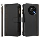 For Honor X30 5G / X9 5G / X9 4G Magnetic Closure 9 Card Slots Zipper Leather Case with Hand Strap(Black) - 2