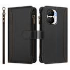 For Honor X40i 5G Magnetic Closure 9 Card Slots Zipper Leather Case with Hand Strap(Black) - 2
