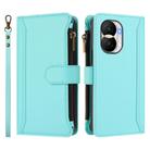 For Honor X40i 5G Magnetic Closure 9 Card Slots Zipper Leather Case with Hand Strap(Mint Green) - 2