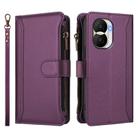 For Honor X40i 5G Magnetic Closure 9 Card Slots Zipper Leather Case with Hand Strap(Purple) - 2