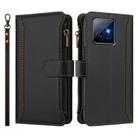 For Honor X60 GT 5G Magnetic Closure 9 Card Slots Zipper Leather Case with Hand Strap(Black) - 2