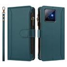 For Honor X60 GT 5G Magnetic Closure 9 Card Slots Zipper Leather Case with Hand Strap(Dark Green) - 2