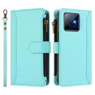 For Honor X60 GT 5G Magnetic Closure 9 Card Slots Zipper Leather Case with Hand Strap(Mint Green) - 2
