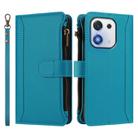 For Honor X70i 5G Magnetic Closure 9 Card Slots Zipper Leather Case with Hand Strap(Turquoise) - 2