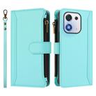 For Honor X70i 5G Magnetic Closure 9 Card Slots Zipper Leather Case with Hand Strap(Mint Green) - 2
