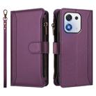 For Honor X70i 5G Magnetic Closure 9 Card Slots Zipper Leather Case with Hand Strap(Purple) - 2