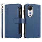 For Honor Play 60 5G Magnetic Closure 9 Card Slots Zipper Leather Case with Hand Strap(Dark Blue) - 2