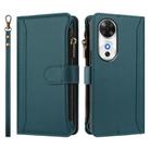 For Honor Play 60 5G Magnetic Closure 9 Card Slots Zipper Leather Case with Hand Strap(Dark Green) - 2