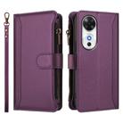 For Honor Play 60 5G Magnetic Closure 9 Card Slots Zipper Leather Case with Hand Strap(Purple) - 2