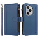 For Honor 400 Pro Magnetic Closure 9 Card Slots Zipper Leather Case with Hand Strap(Dark Blue) - 2
