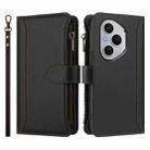 For Honor 400 Pro Magnetic Closure 9 Card Slots Zipper Leather Case with Hand Strap(Black) - 2