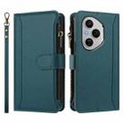 For Honor 400 Pro Magnetic Closure 9 Card Slots Zipper Leather Case with Hand Strap(Dark Green) - 2