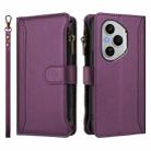 For Honor 400 Pro Magnetic Closure 9 Card Slots Zipper Leather Case with Hand Strap(Purple) - 2