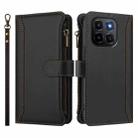For Honor X6c 4G Magnetic Closure 9 Card Slots Zipper Leather Case with Hand Strap(Black) - 2