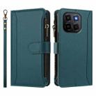 For Honor X6c 4G Magnetic Closure 9 Card Slots Zipper Leather Case with Hand Strap(Dark Green) - 2