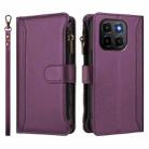For Honor X6c 4G Magnetic Closure 9 Card Slots Zipper Leather Case with Hand Strap(Purple) - 2