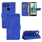 For Kyocera Gratina KYV48 Solid Color Skin Feel Magnetic Buckle Horizontal Flip Calf Texture PU Leather Case with Holder & Card Slots & Wallet(Blue) - 1