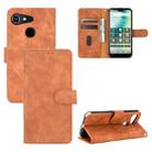 For Kyocera Gratina KYV48 Solid Color Skin Feel Magnetic Buckle Horizontal Flip Calf Texture PU Leather Case with Holder & Card Slots & Wallet(Brown) - 1