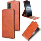 For OnePlus Ace 5 Ultra Magnetic Vertical Flip Leather Phone Case with Buckle(Brown) - 1