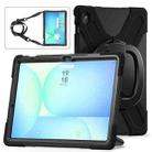 For Samsung Galaxy Tab S10 FE+ Silicone Hybrid PC Tablet Case with Holder & Shoulder Strap(Black) - 2