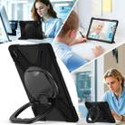 For Samsung Galaxy Tab S10 FE+ Silicone Hybrid PC Tablet Case with Holder & Shoulder Strap(Black) - 3
