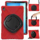 For Samsung Galaxy Tab S10 FE+ Silicone Hybrid PC Tablet Case with Holder & Shoulder Strap(Red) - 1