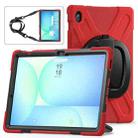 For Samsung Galaxy Tab S10 FE+ Silicone Hybrid PC Tablet Case with Holder & Shoulder Strap(Red) - 2