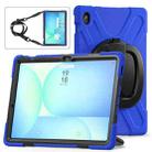 For Samsung Galaxy Tab S10 FE+ Silicone Hybrid PC Tablet Case with Holder & Shoulder Strap(Blue) - 2