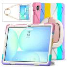 For Samsung Galaxy Tab S10 FE+ Silicone Hybrid PC Tablet Case with Holder & Shoulder Strap(Colorful Pink) - 2