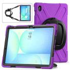 For Samsung Galaxy Tab S10 FE+ Silicone Hybrid PC Tablet Case with Holder & Shoulder Strap(Purple) - 2