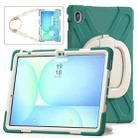 For Samsung Galaxy Tab S10 FE+ Silicone Hybrid PC Tablet Case with Holder & Shoulder Strap(Emerald Green) - 2