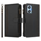 For Blackview A52 / A52 Pro Magnetic Closure 9 Card Slots Zipper Leather Case with Hand Strap(Black) - 2