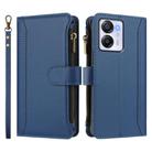 For Blackview Oscal Modern 8 / Color 8 Magnetic Closure 9 Card Slots Zipper Leather Case with Hand Strap(Dark Blue) - 2