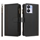 For Blackview Oscal Modern 8 / Color 8 Magnetic Closure 9 Card Slots Zipper Leather Case with Hand Strap(Black) - 2
