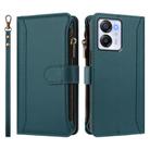 For Blackview Oscal Modern 8 / Color 8 Magnetic Closure 9 Card Slots Zipper Leather Case with Hand Strap(Dark Green) - 2