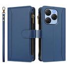 For Blackview Shark 9 5G Magnetic Closure 9 Card Slots Zipper Leather Case with Hand Strap(Dark Blue) - 2