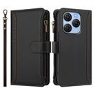 For Blackview Shark 9 5G Magnetic Closure 9 Card Slots Zipper Leather Case with Hand Strap(Black) - 2