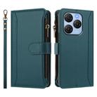 For Blackview Shark 9 5G Magnetic Closure 9 Card Slots Zipper Leather Case with Hand Strap(Dark Green) - 2