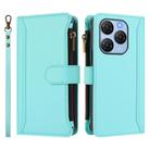For Blackview Shark 9 5G Magnetic Closure 9 Card Slots Zipper Leather Case with Hand Strap(Mint Green) - 2