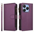 For Blackview Shark 9 5G Magnetic Closure 9 Card Slots Zipper Leather Case with Hand Strap(Purple) - 2