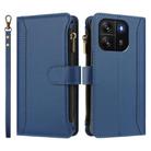 For Blackview Wave 6C Magnetic Closure 9 Card Slots Zipper Leather Case with Hand Strap(Dark Blue) - 2