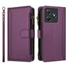 For Blackview Wave 8C / 8 / Oscal Flat 2 Magnetic Closure 9 Card Slots Zipper Leather Case with Hand Strap(Purple) - 2