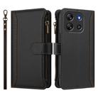For Blackview Oscal Flat 1C Magnetic Closure 9 Card Slots Zipper Leather Case with Hand Strap(Black) - 2