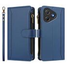 For Blackview Oscal Flat 2 / 2C Magnetic Closure 9 Card Slots Zipper Leather Case with Hand Strap(Dark Blue) - 2