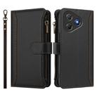 For Blackview Oscal Flat 2 / 2C Magnetic Closure 9 Card Slots Zipper Leather Case with Hand Strap(Black) - 2