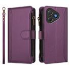 For Blackview Oscal Flat 2 / 2C Magnetic Closure 9 Card Slots Zipper Leather Case with Hand Strap(Purple) - 2