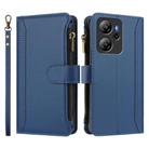 For Blackview Oscal Tiger 13 Magnetic Closure 9 Card Slots Zipper Leather Case with Hand Strap(Dark Blue) - 2